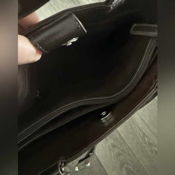 ESprit Vintage Brown Leather snap closure Shoulder Bag Tote Purse Womens - Picture 6 of 9